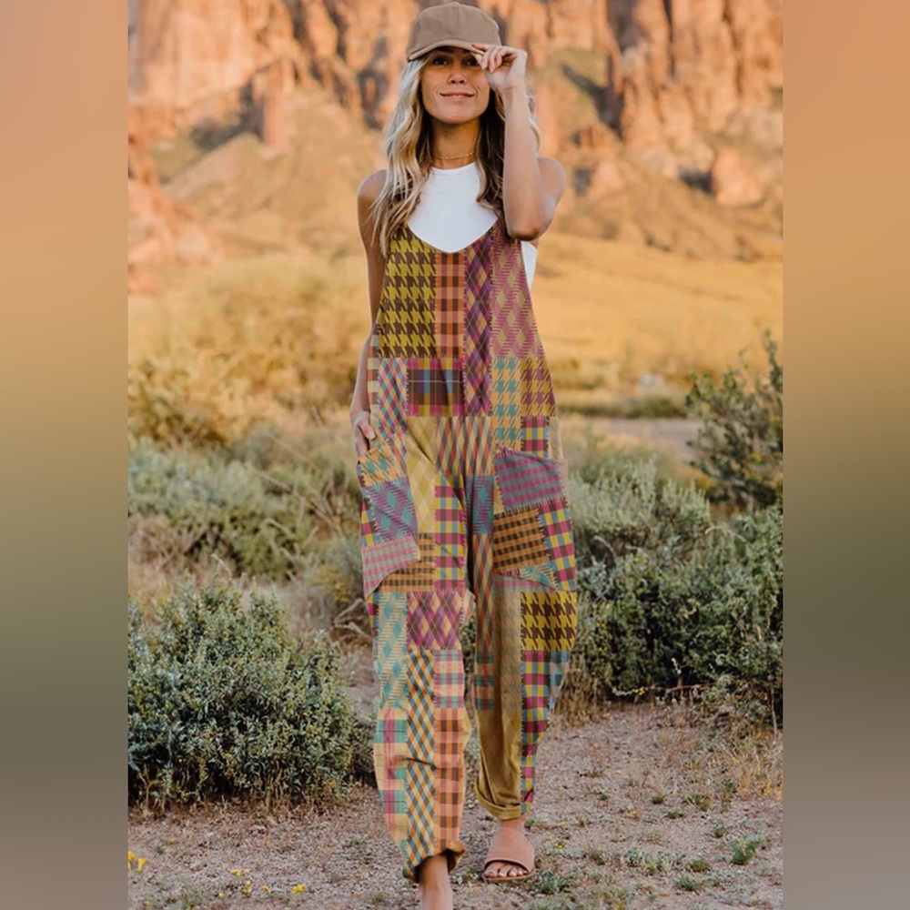 Double Take Patchwork Jumpsuit NWT